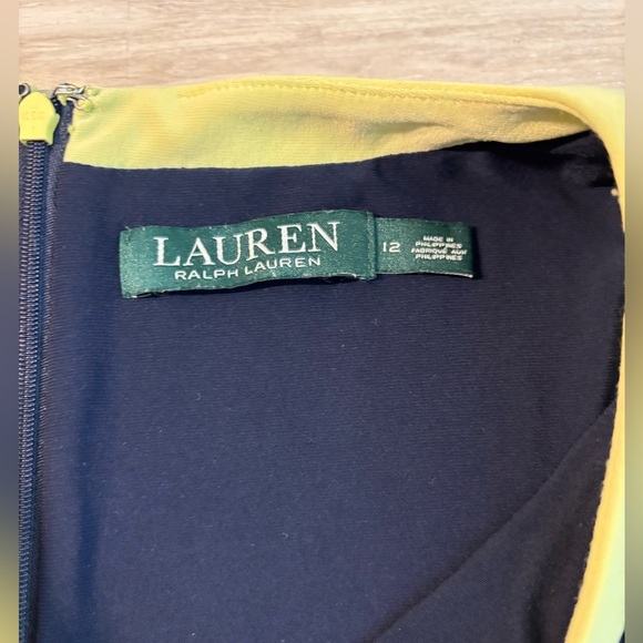 Lauren Ralph Lauren Navy and Yellow Midi Dress - Picture 6 of 7